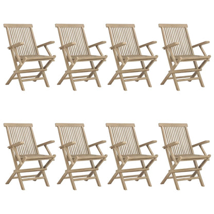 Chaises de jardin pliantes lot de 8 gris 56x61x89 cm bois teck