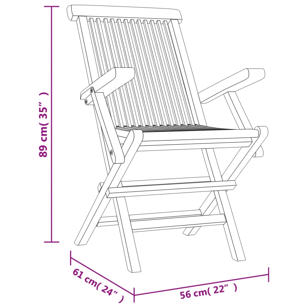 Chaises de jardin pliantes lot de 8 gris 56x61x89 cm bois teck