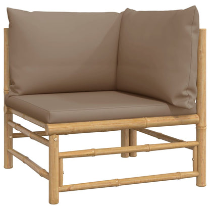 Salon de jardin 3 pcs avec coussins taupe bambou