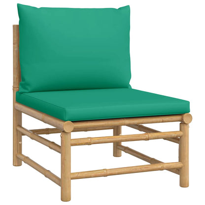 Salon de jardin 5 pcs avec coussins vert bambou