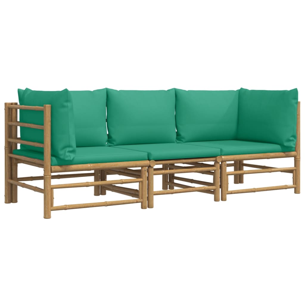 Salon de jardin 3 pcs avec coussins vert bambou