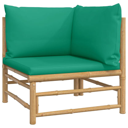 Salon de jardin 4 pcs avec coussins vert bambou