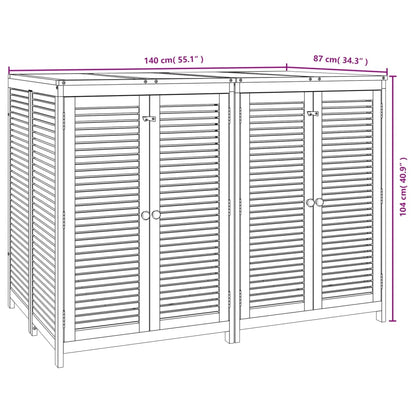 Boîte de rangement de jardin 140x87x104 cm bois massif d'acacia