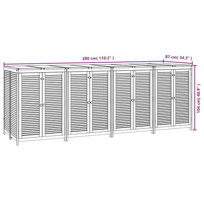 Boîte de rangement de jardin 280x87x104 cm bois massif d'acacia