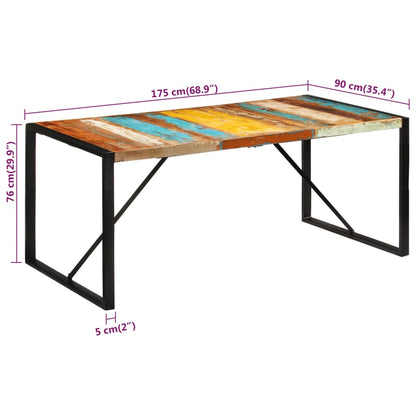 Table à manger 175x90x76 cm bois massif de récupération