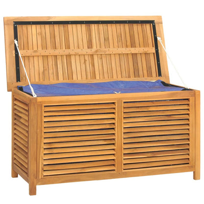 Boîte de rangement jardin et sac 114x50x58 cm bois massif teck