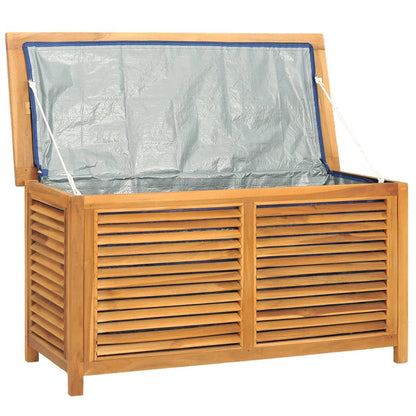 Boîte de rangement jardin et sac 114x50x58 cm bois massif teck