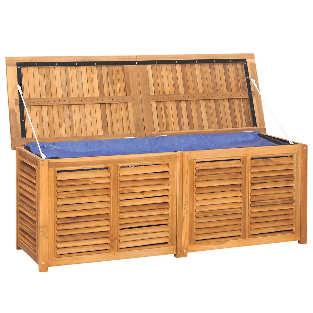 Boîte de rangement jardin et sac 150x50x55 cm bois massif teck