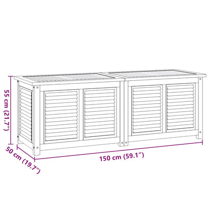 Boîte de rangement jardin et sac 150x50x55 cm bois massif teck