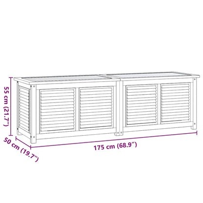 Boîte de rangement jardin et sac 175x50x55 cm bois massif teck