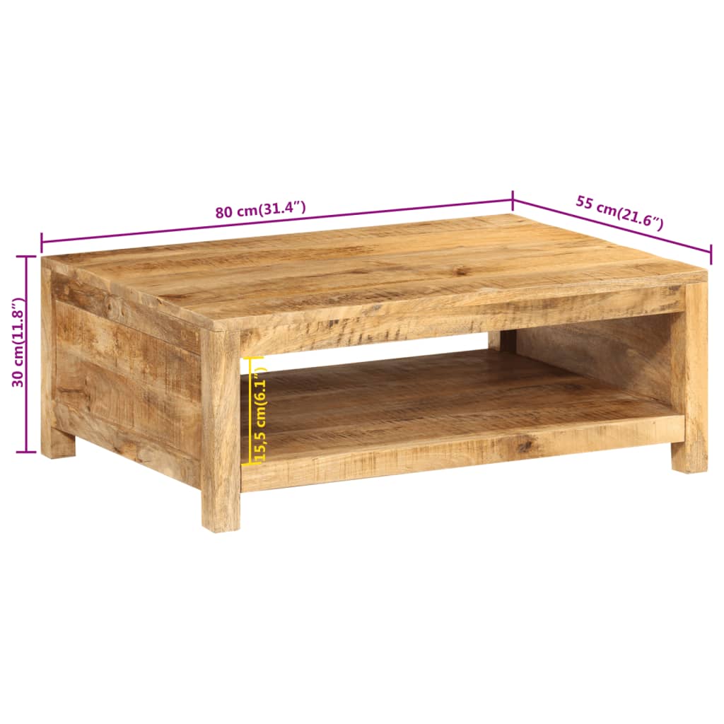 Table basse 80x55x30 cm bois de manguier massif