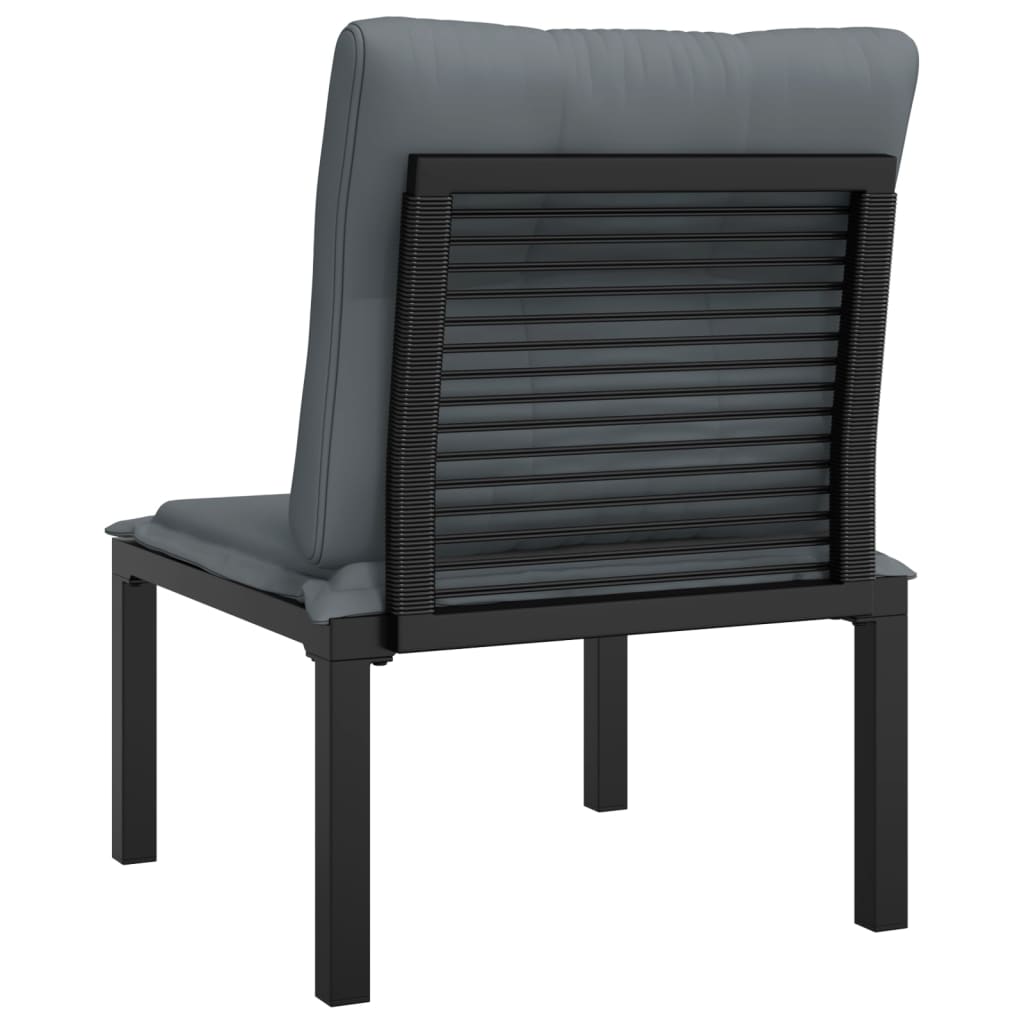 Chaise de jardin avec coussins noir/gris résine tressée