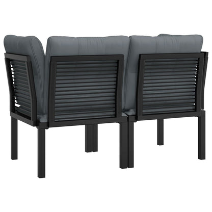 Chaises d'angle de jardin avec coussins lot de 2 noir/gris