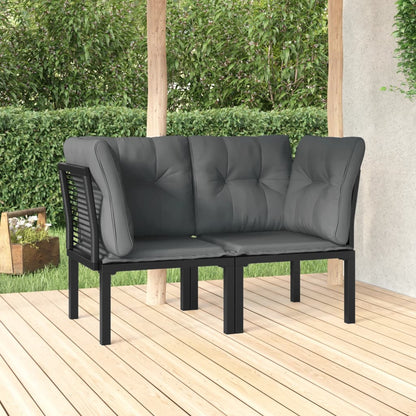 Chaises d'angle de jardin avec coussins lot de 2 noir/gris