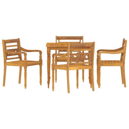 Ensemble à manger de jardin 5 pcs Bois de teck massif