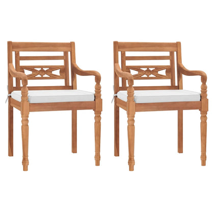 Ensemble à manger de jardin et coussins blanc 3 pcs teck massif