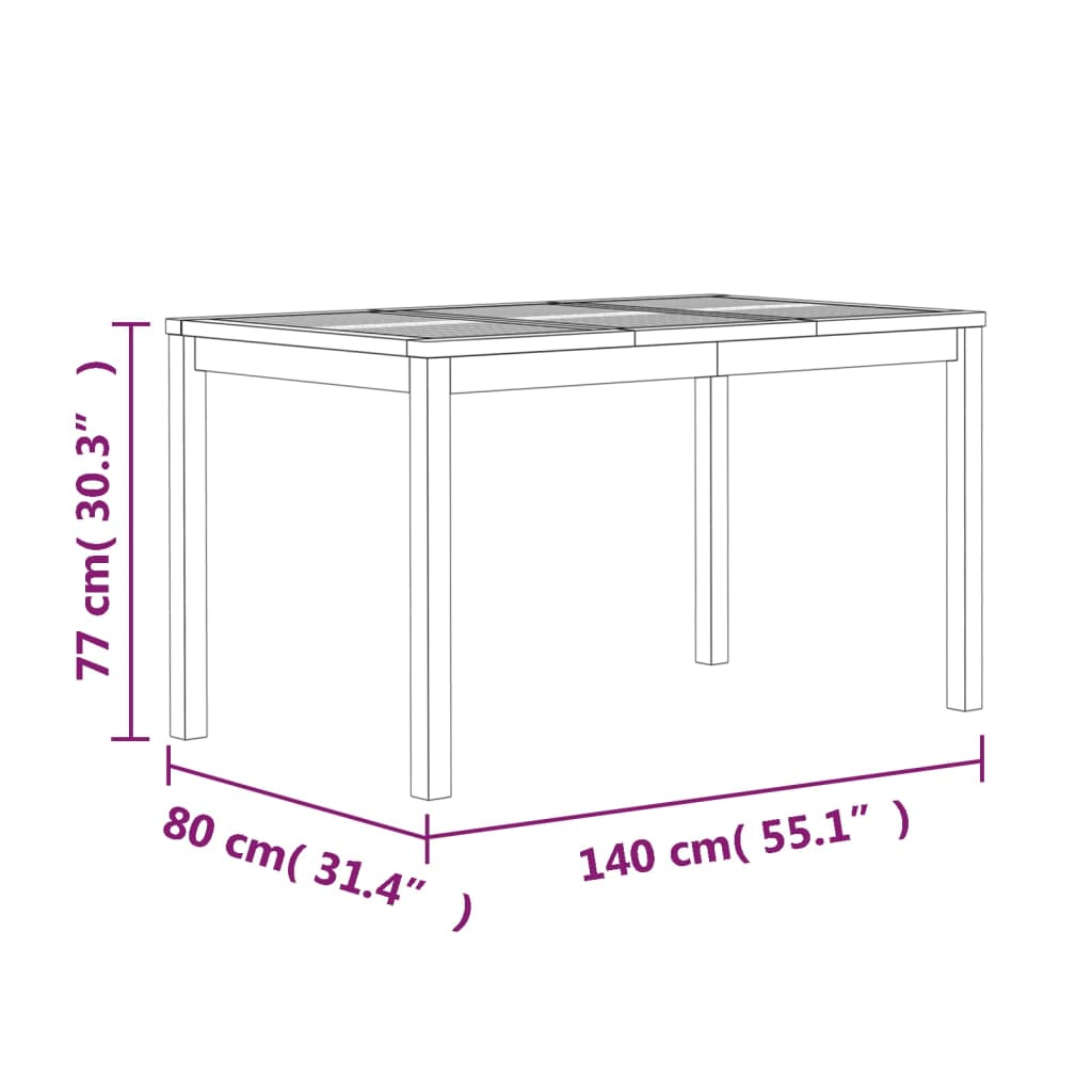 Ensemble à manger de jardin 5pcs Bois de teck massif