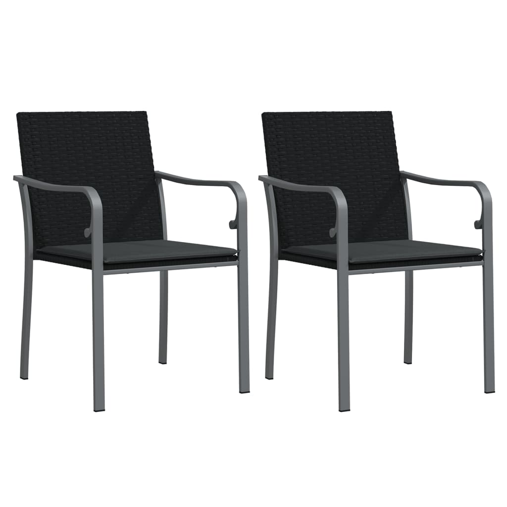 Chaises de jardin avec coussins lot de 2 noir 56x59x84 cm rotin