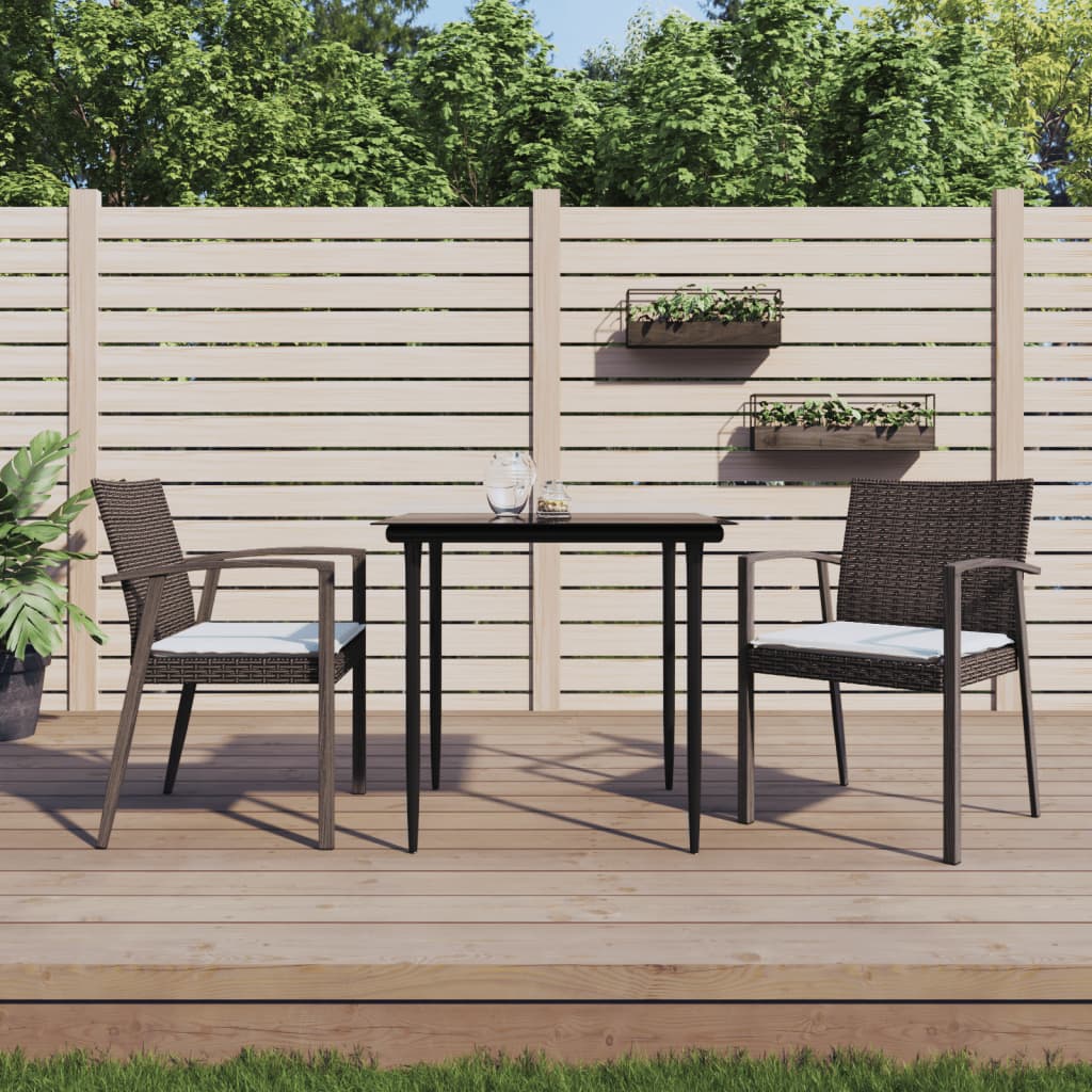 Chaises de jardin coussins lot de 2 marron 56,5x57x83 cm rotin