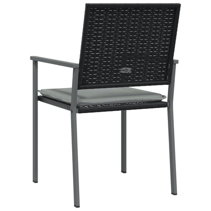 Chaises de jardin et coussins lot de 2 noir 54x62,5x89 cm rotin