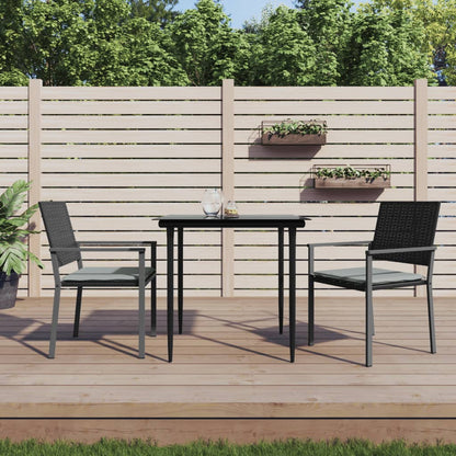 Chaises de jardin et coussins lot de 2 noir 54x62,5x89 cm rotin