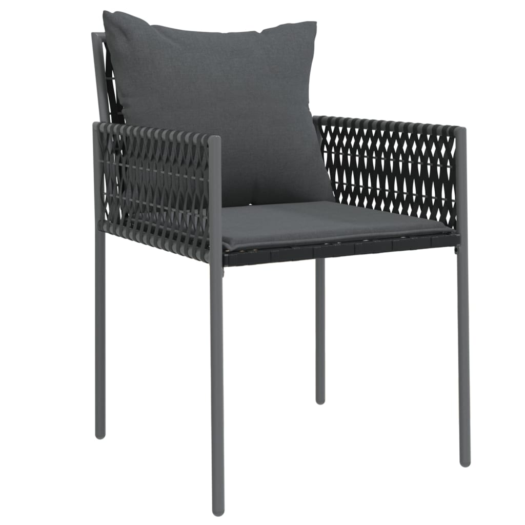 Chaises de jardin avec coussins lot de 2 noir 54x61x83 cm rotin