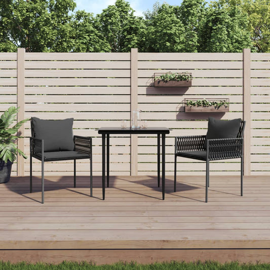 Chaises de jardin avec coussins lot de 2 noir 54x61x83 cm rotin