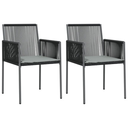 Chaises de jardin et coussins lot de 2 noir 54x60,5x83,5 cm