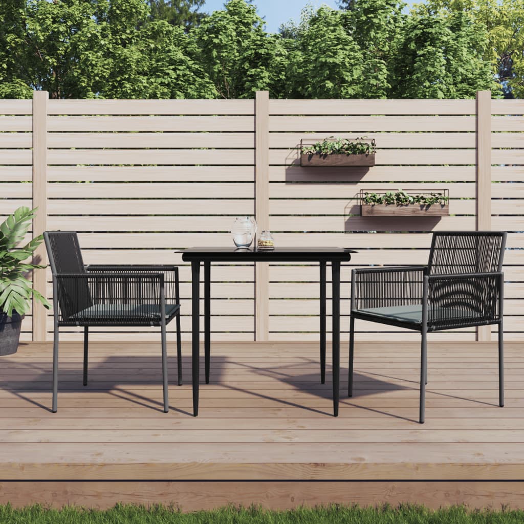 Chaises de jardin et coussins lot de 2 noir 54x60,5x83,5 cm