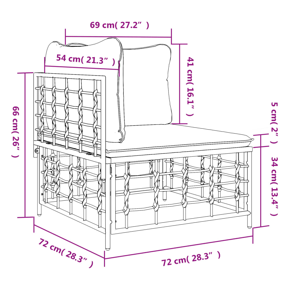 Canapé d'angle de jardin avec coussin gris foncé résine tressée