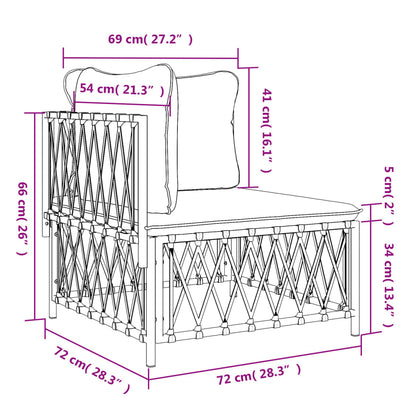 Canapé d'angle de jardin avec coussins blanc tissu tissé