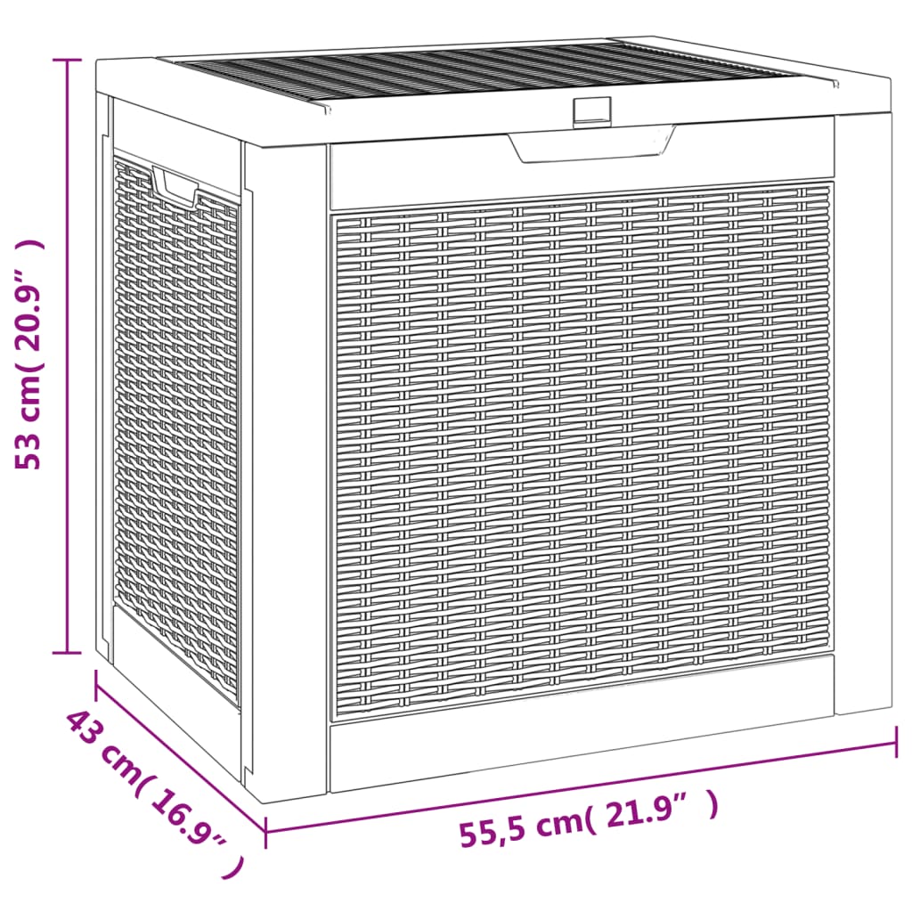 Boîte de stockage de jardin marron clair 55,5x43x53 cm PP