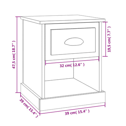 Tables de chevet 2pcs chêne sonoma 39x39x47,5cm bois ingénierie