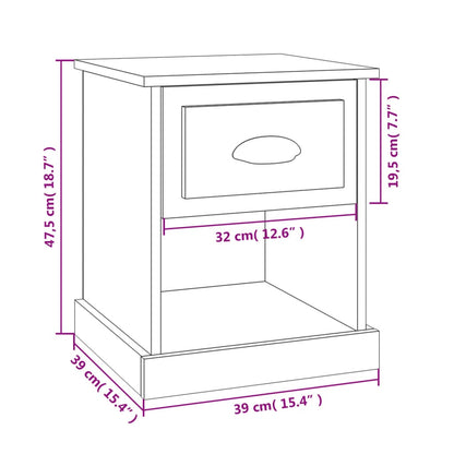 Table de chevet gris béton 39x39x47,5 cm bois d'ingénierie