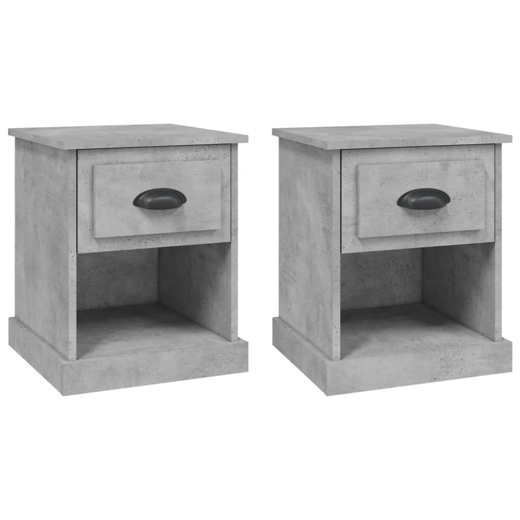 Tables de chevet 2 pcs gris béton 39x39x47,5 cm bois ingénierie