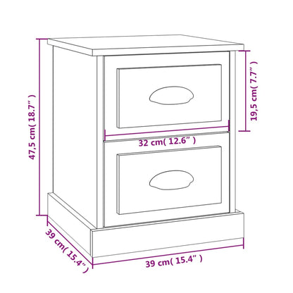 Table de chevet noir 39x39x47,5 cm bois d’ingénierie