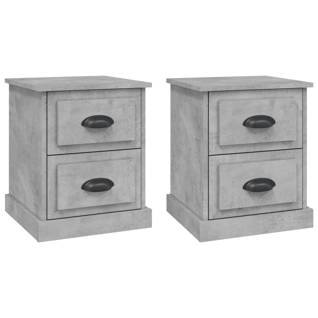 Tables de chevet 2 pcs gris béton 39x39x47,5 cm bois ingénierie