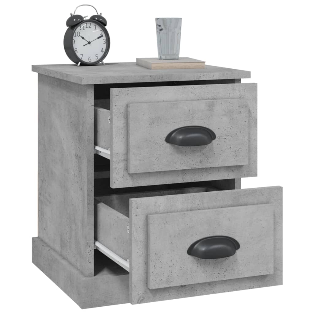 Tables de chevet 2 pcs gris béton 39x39x47,5 cm bois ingénierie