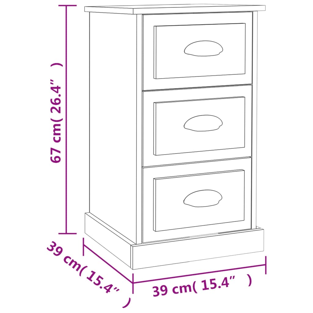 Table de chevet noir 39x39x67 cm bois d’ingénierie