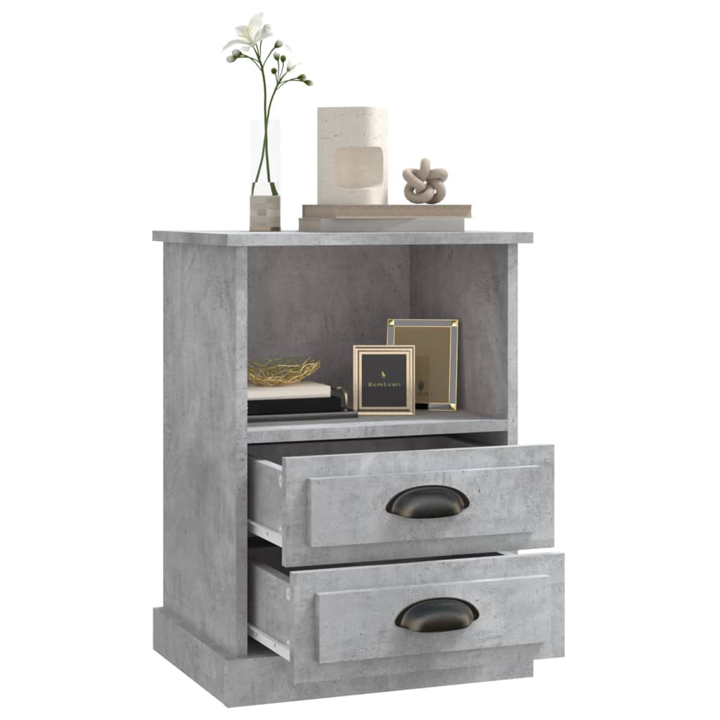 Tables de chevet 2 pcs gris béton 43x36x60 cm