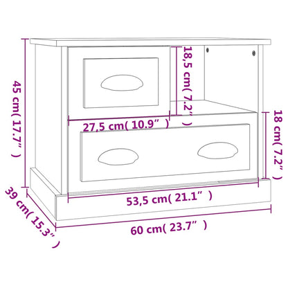 Table de chevet gris béton 60x39x45 cm