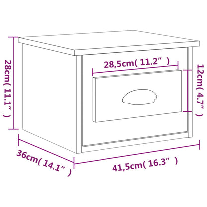 Table de chevet murale blanc 41,5x36x28 cm