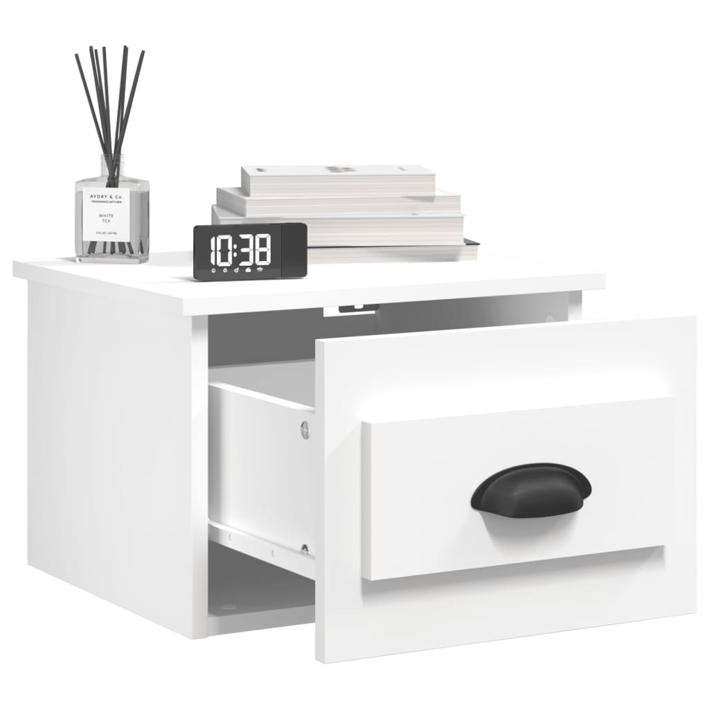 Tables de chevet murales 2 pcs blanc 41,5x36x28 cm