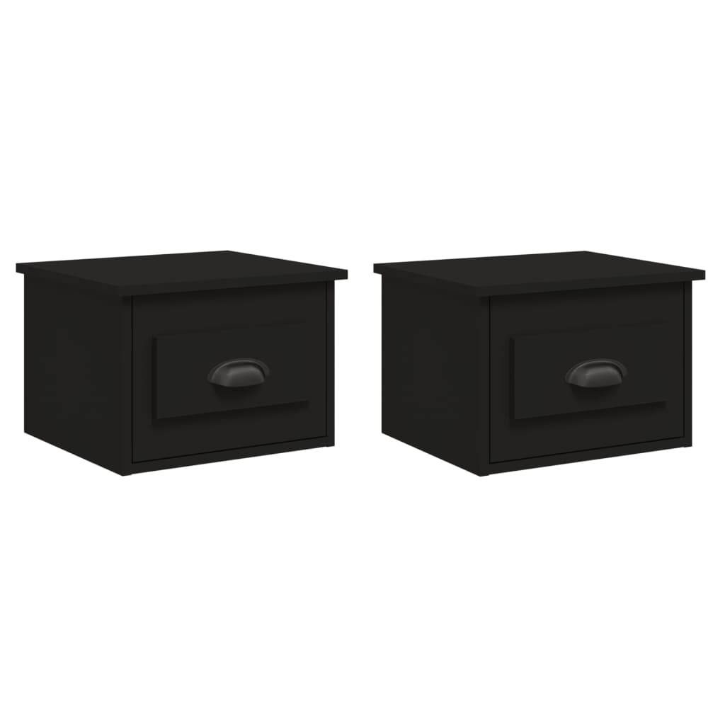 Tables de chevet murales 2 pcs noir 41,5x36x28 cm