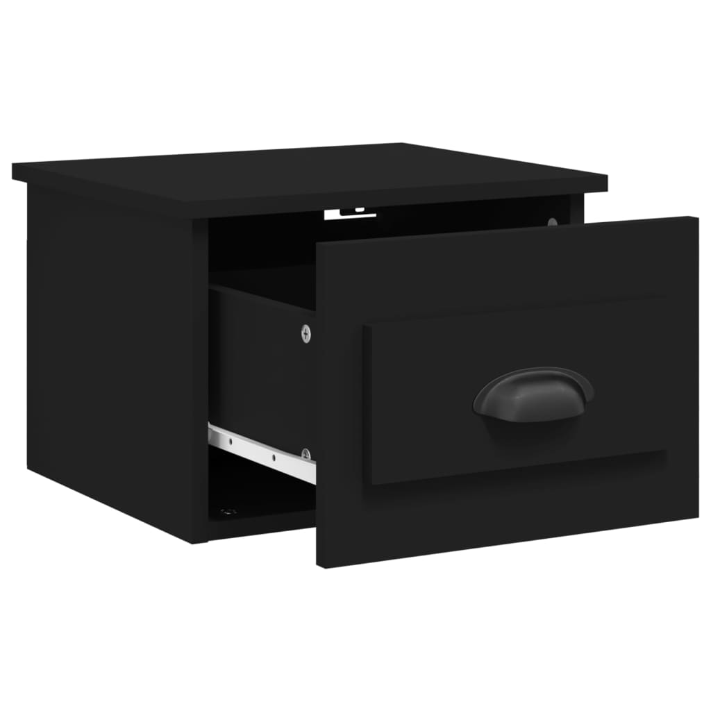 Tables de chevet murales 2 pcs noir 41,5x36x28 cm