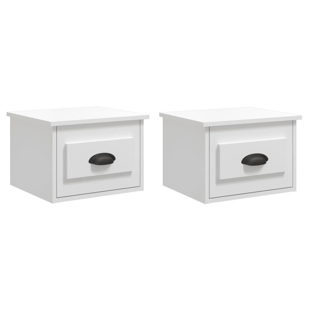 Tables de chevet murales 2 pcs blanc brillant 41,5x36x28 cm