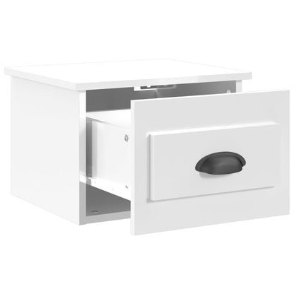 Tables de chevet murales 2 pcs blanc brillant 41,5x36x28 cm