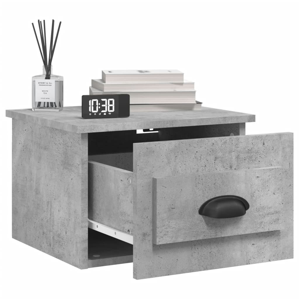 Tables de chevet murales 2 pcs gris béton 41,5x36x28 cm