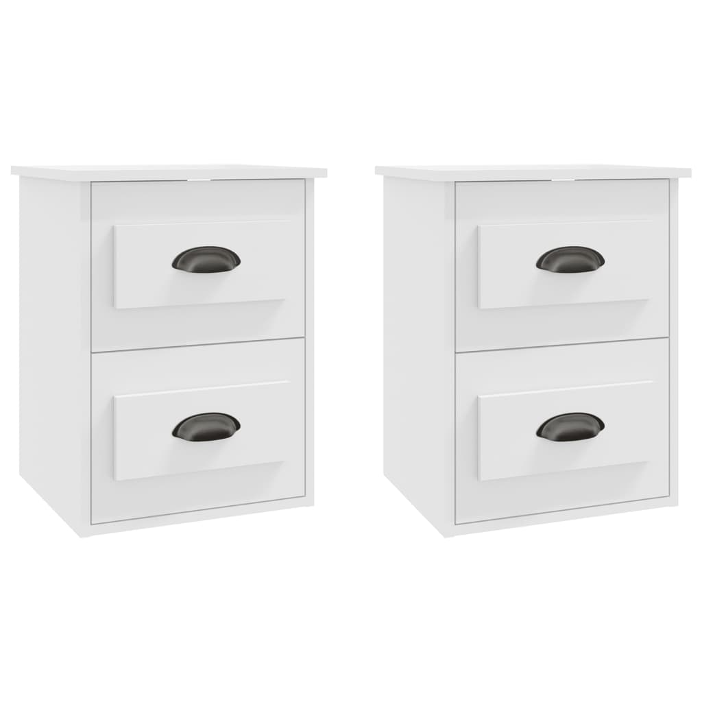 Tables de chevet murales 2 pcs blanc 41,5x36x53 cm