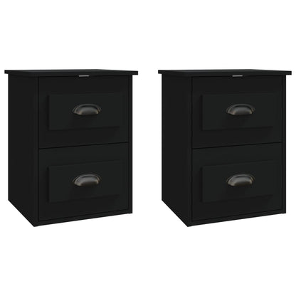 Tables de chevet murales 2 pcs noir 41,5x36x53 cm